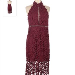 Bardot Lace MIDI Dress - burgundy maroon